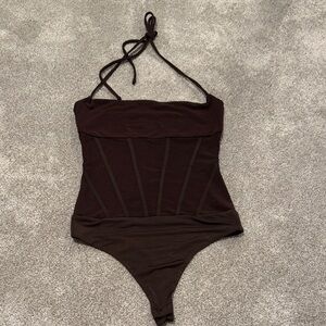 MAJORELLE Chocolate Halter Bodysuit